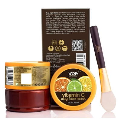 Wow Skin Science Vitamin C Clay Face Mask, 200 ml | Kakadu Plum, Lemon &amp; Orange Essential Oils, Jojoba Oil &amp; Bentonite Clay | Removes Dullness &amp; Brighten Complexion | For All Skin Type, Pack of 1