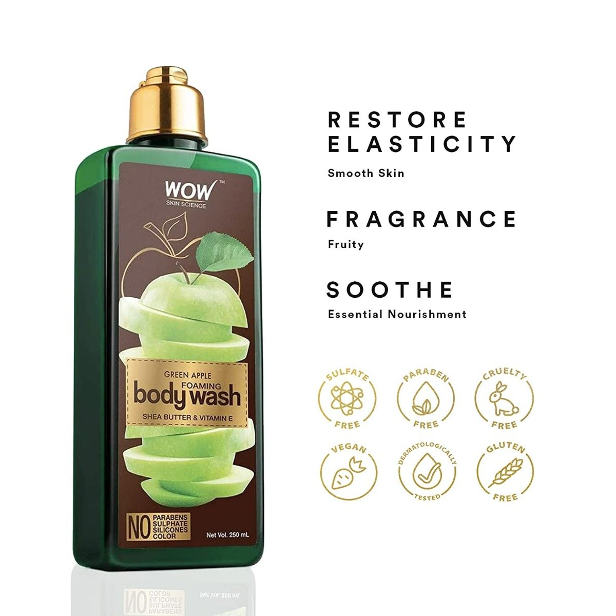 WOW Skin Science Green Apple Foaming Body Wash 250 ml | Shea Butter & Vitamin E | Soothes & Nourishes Skin, Pack of 1 WOW Skin Science Green Apple Foaming Body Wash 250 ml | Shea Butter & Vitamin E | Soothes & Nourishes Skin, Pack of 1