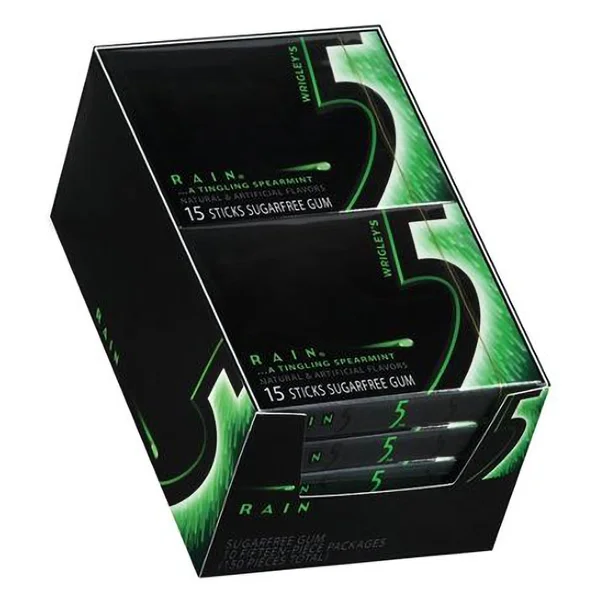 Wrigley's 5 Rain Sugarfree Gum, 15 Count, Pack of 1