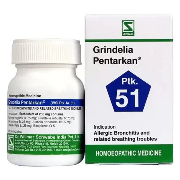 Dr.Willmar Schwabe Grindelia Pentarkan Ptk.51 Tablets, 20 gm