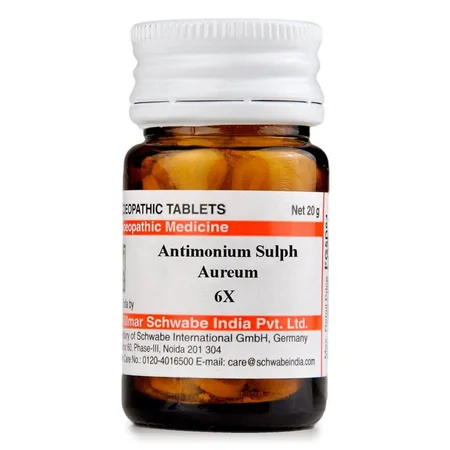 Dr.Willmar Schwabe Antimonium Sulph Aureum 6X Tablets, 20 gm