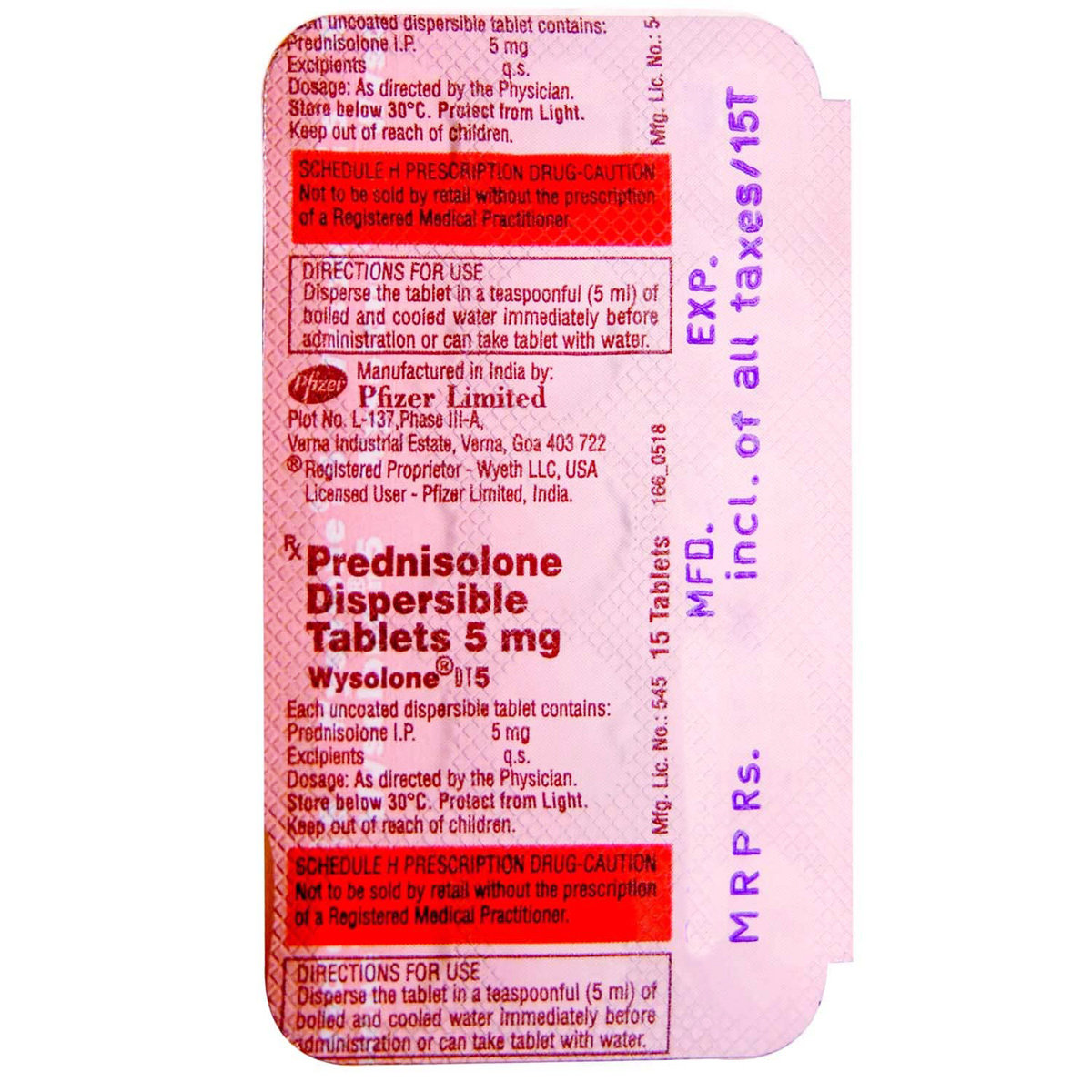 Wysolone 5 mg Tablet 15's, Pack of 15 TABLETS Wysolone 5 mg Tablet 15's, Pack of 15 TABLETS