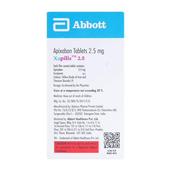 Xapilis 2.5 Tablet 14's, Pack of 14 TabletS Xapilis 2.5 Tablet 14's, Pack of 14 TabletS