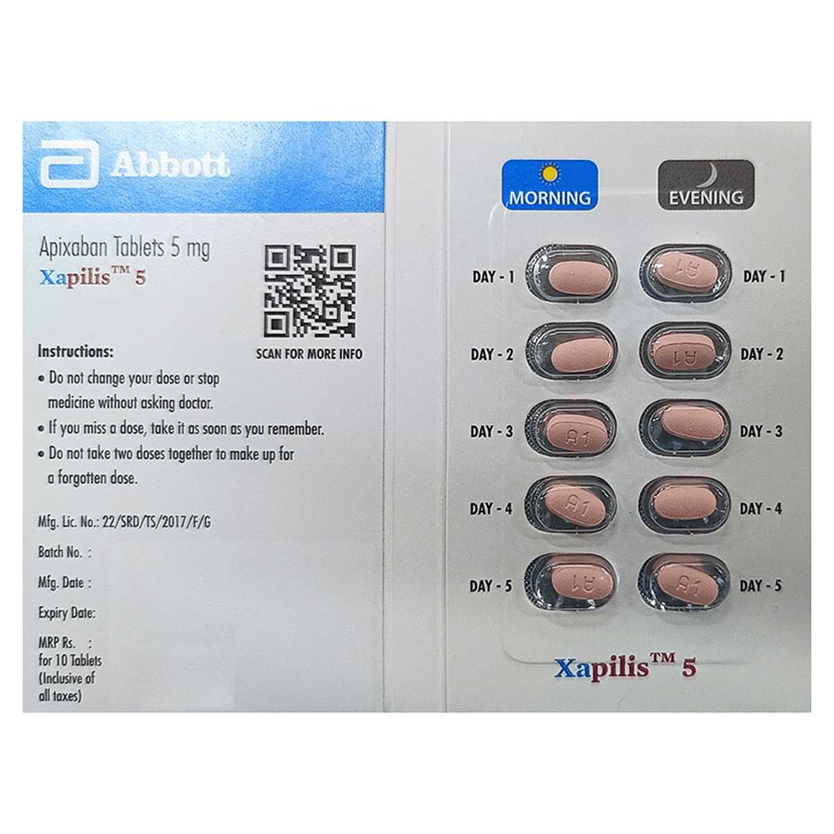 Xapilis 5 Tablet 10's, Pack of 10 TabletS Xapilis 5 Tablet 10's, Pack of 10 TabletS