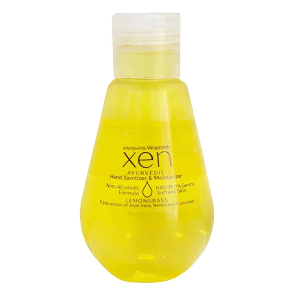Asian Paints Viroprotek XEN Ayurvedic Hand Sanitizer 100 ml | Aloe vera, Neem & Curcumin | Kills 99.9% Germs | Softens Skin With Fragrance Of LemonGrass | Non Alcoholic Formula