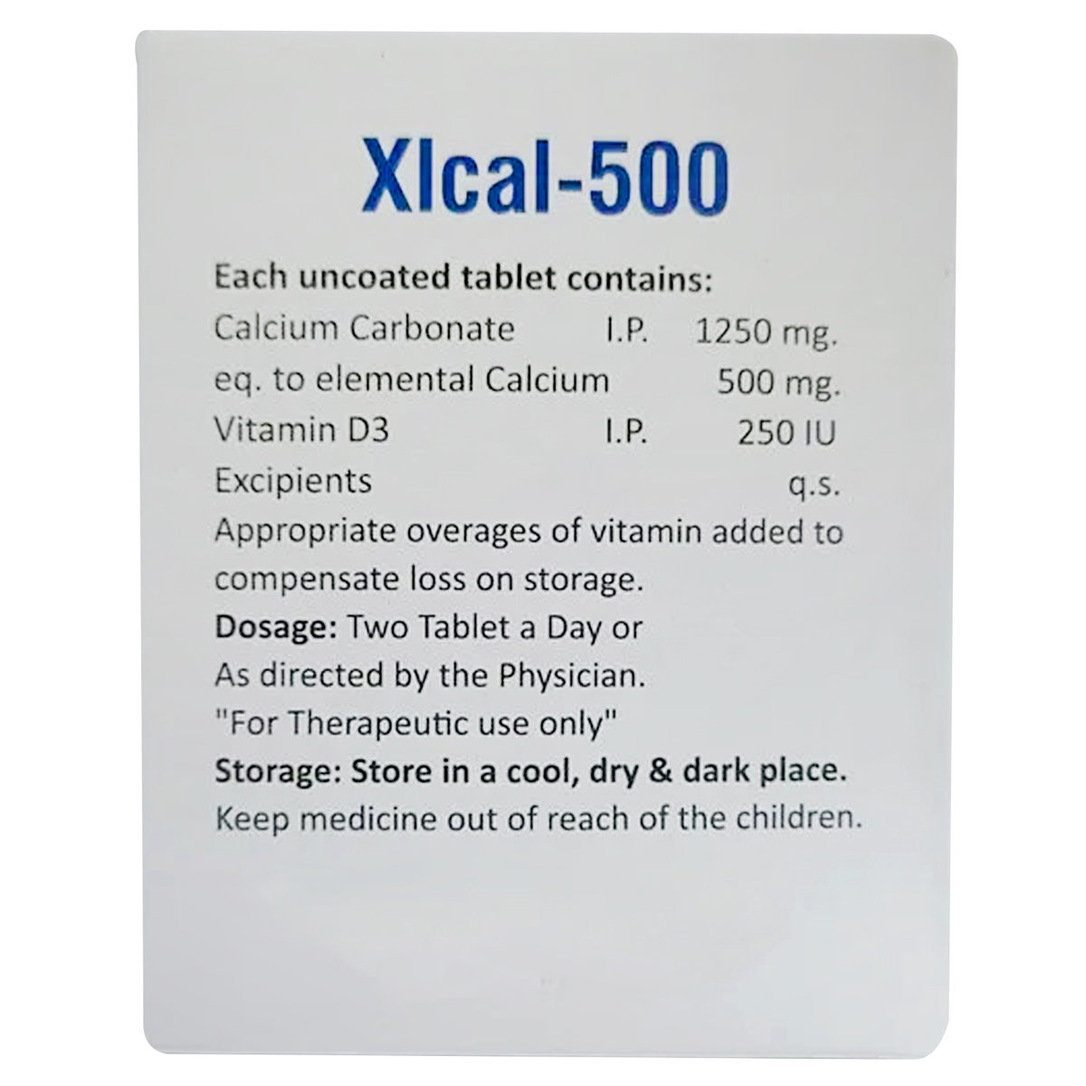 Xlcal-500 Tab 15'S, Pack of 15 Xlcal-500 Tab 15'S, Pack of 15