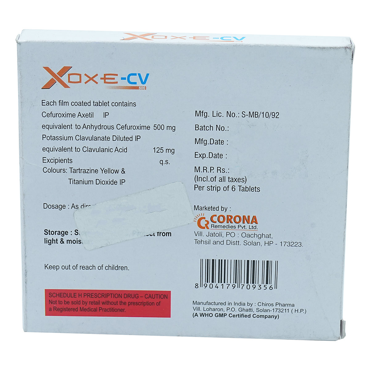 Xoxe-CV Tablet 6's, Pack of 6 TABLETS Xoxe-CV Tablet 6's, Pack of 6 TABLETS