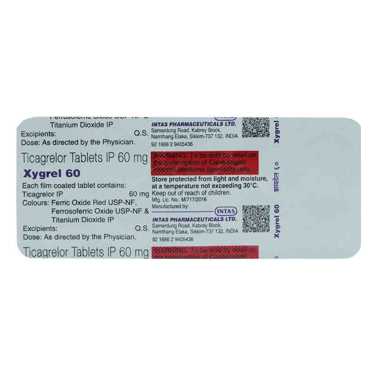 Xygrel 60 Tablet 10's, Pack of 10 TABLETS Xygrel 60 Tablet 10's, Pack of 10 TABLETS