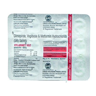 XYLARMET VG2 TABLETS 15'S, Pack of 15 TABLETS