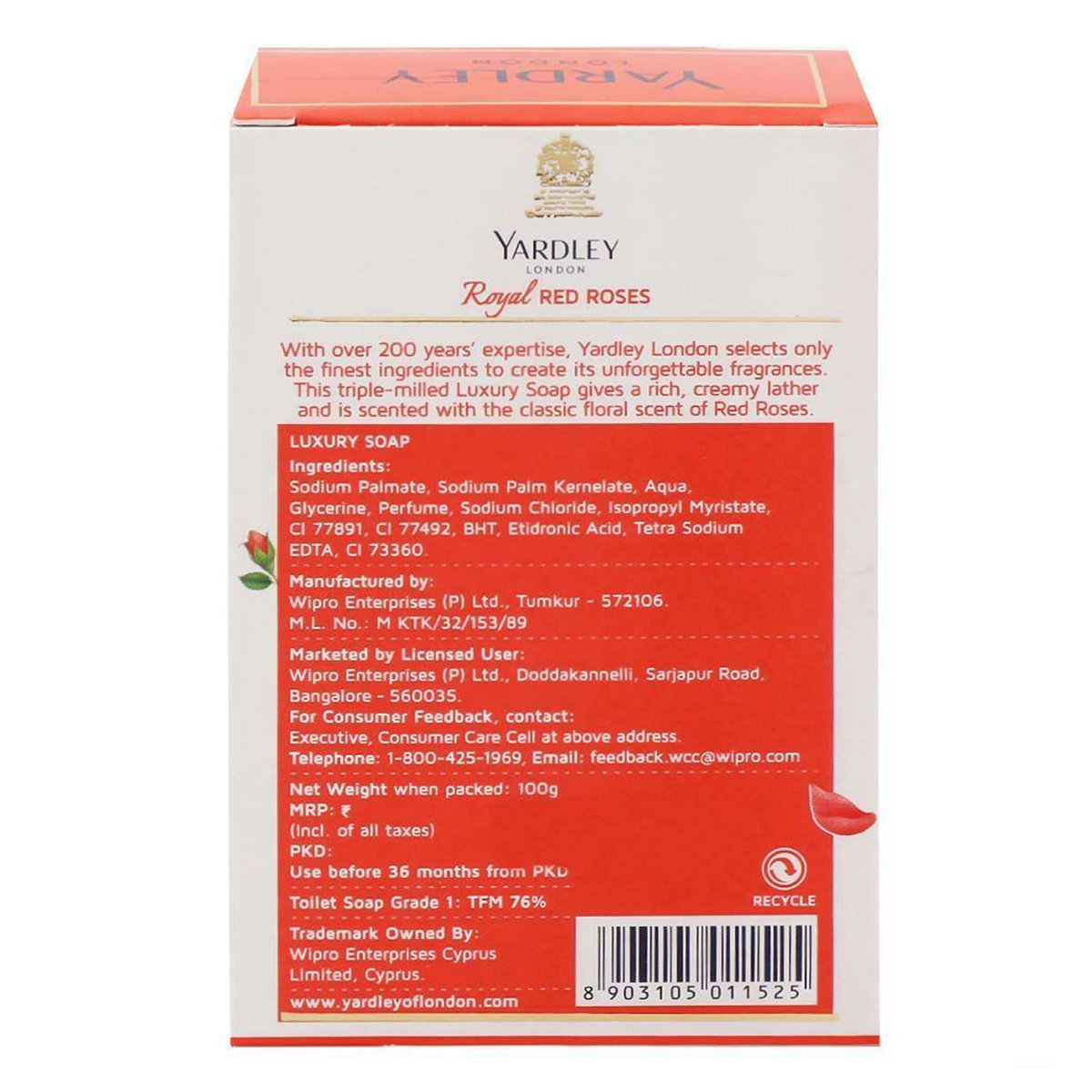 Yardley London Royal Red Roses Luxury Soap 100 gm | Cleanses Skin | With Scent Of Fresh Roses, Pack of 1 Yardley London Royal Red Roses Luxury Soap 100 gm | Cleanses Skin | With Scent Of Fresh Roses, Pack of 1