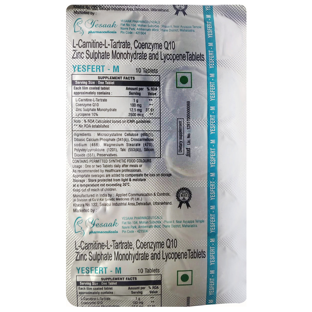 Buy Yesfert-M Tablet 10's Online