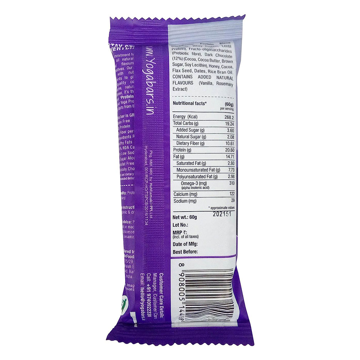 Yoga Bar Chocolate Brownie 20 gm Protein Bar, 60 gm Price, Uses, Side ...