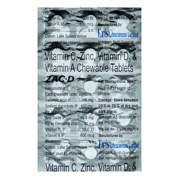 Zac-D Chewable Tablet 15's, Pack of 15