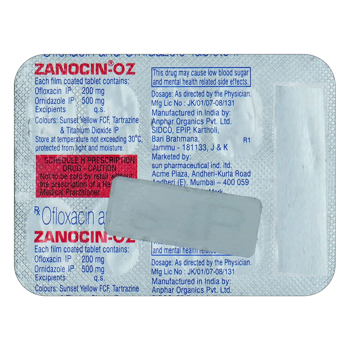 Zanocin OZ Tablet 10's, Pack of 10 TABLETS Zanocin OZ Tablet 10's, Pack of 10 TABLETS