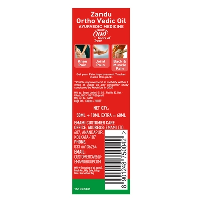 Zandu Ortho Vedic Oil, 50 ml, Pack of 1