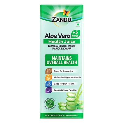 Zandu Aloe Vera +5 Herbs Health Juice, 1000 ml, Pack of 1