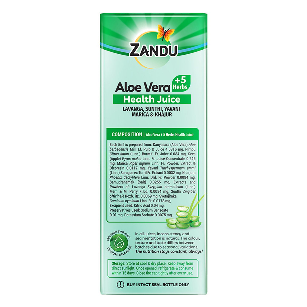 Zandu Aloe Vera +5 Herbs Health Juice, 1000 ml, Pack of 1 Zandu Aloe Vera +5 Herbs Health Juice, 1000 ml, Pack of 1