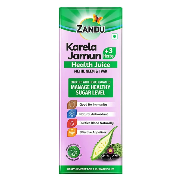 Zandu Karela Jamun +3 Herbs Health Juice, 1 Litre, Pack of 1