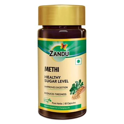 Zandu Methi Healthy Sugar Level, 60 Capsules, Pack of 1