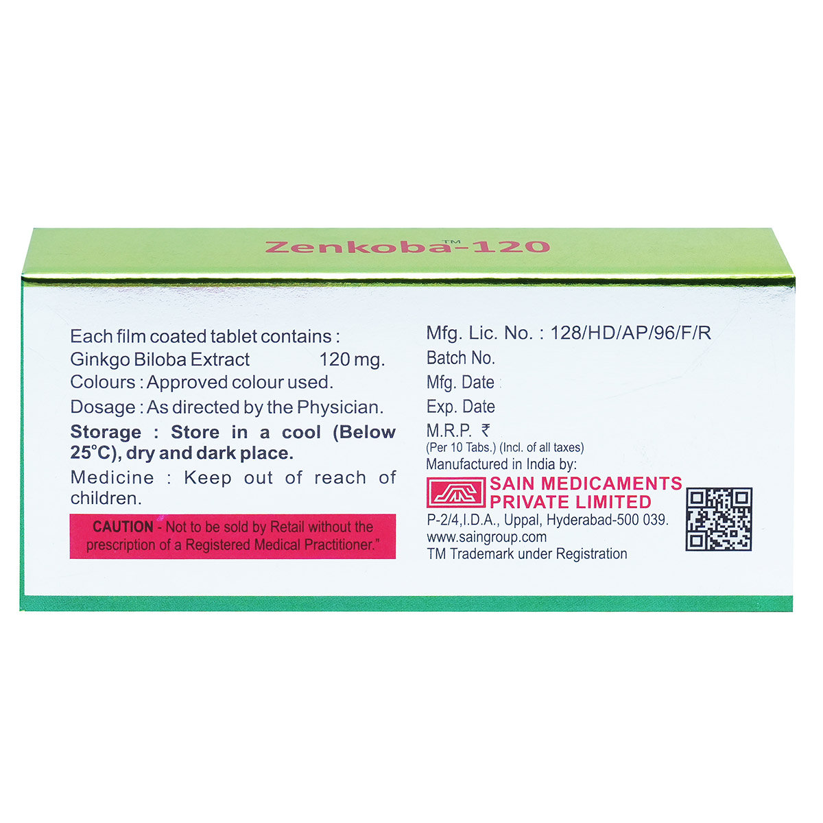 Zenkoba-120 Tablet 10's, Pack of 10 TabletS Zenkoba-120 Tablet 10's, Pack of 10 TabletS