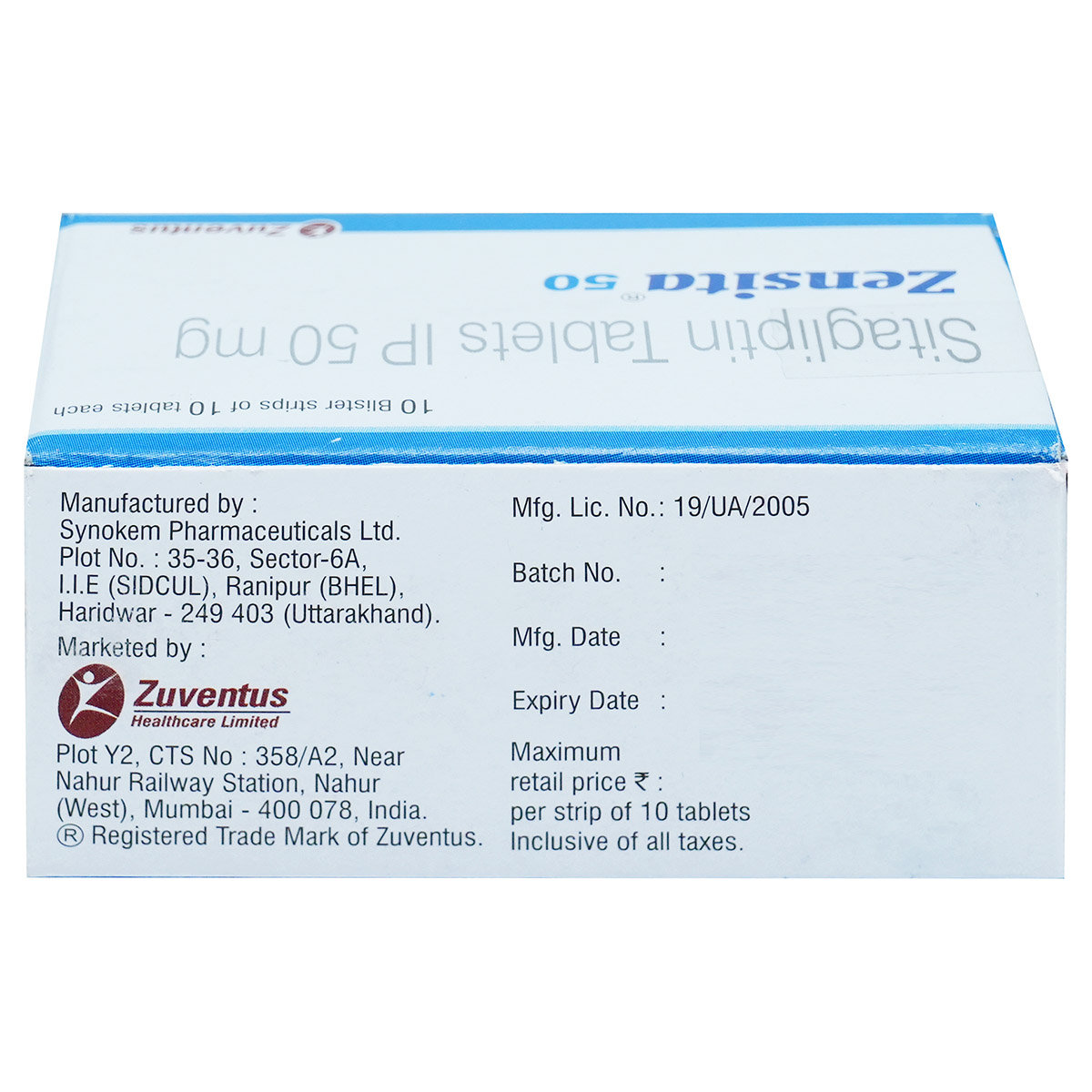 Zensita 50 Tablet 10's, Pack of 10 TabletS Zensita 50 Tablet 10's, Pack of 10 TabletS