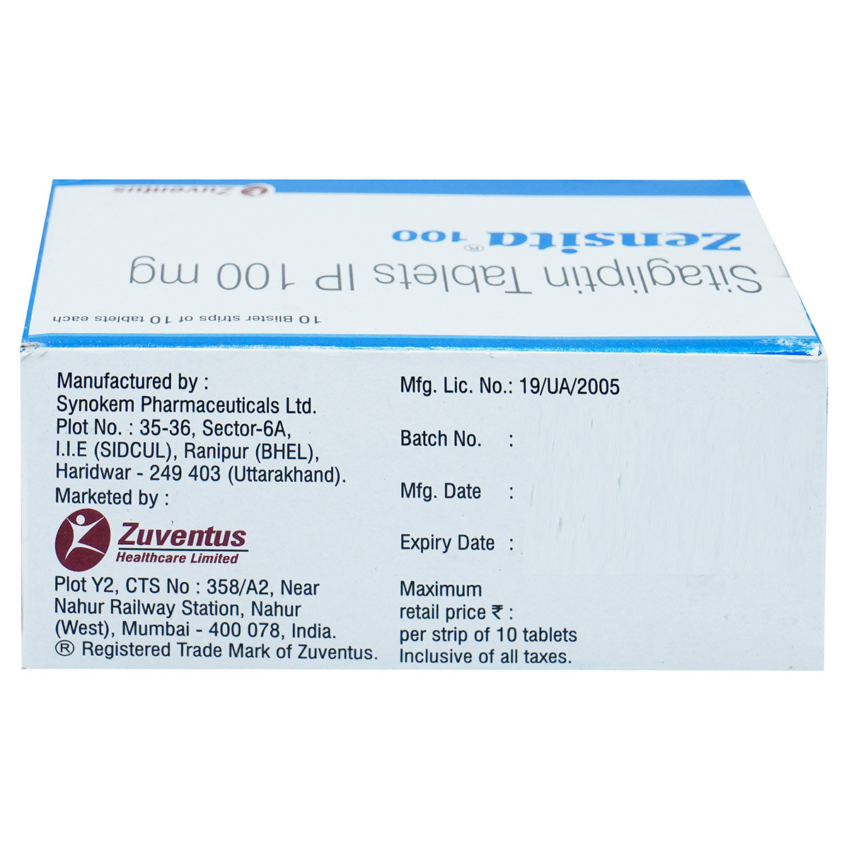 Zensita 100 Tablet 10's, Pack of 10 TabletS Zensita 100 Tablet 10's, Pack of 10 TabletS