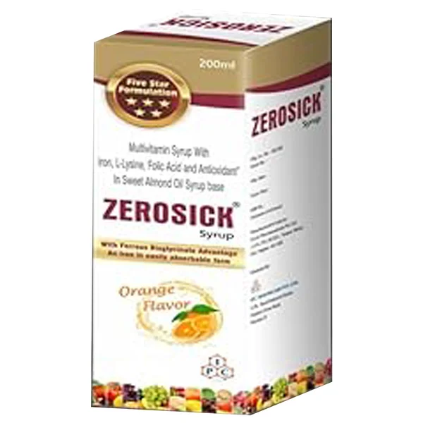 Zerosick Orange Flavour Syrup, 200 ml
