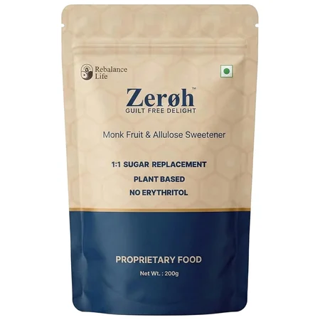 Zeroh Guilt Free Monk Fruit & Allulose Sweatner, 200 gm