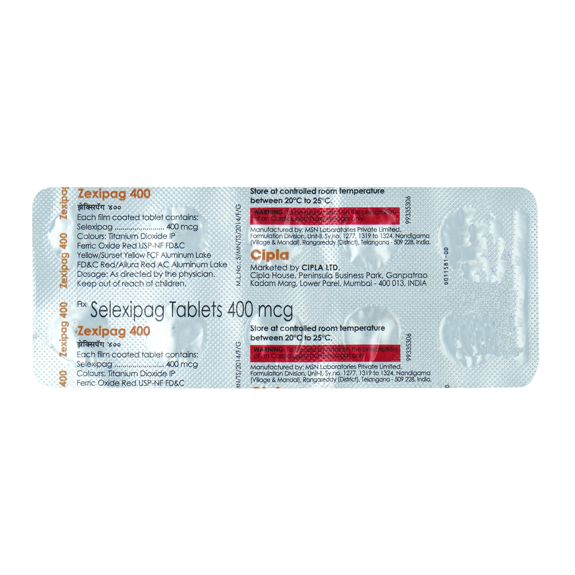Zexipag 400 Tablet 10's, Pack of 10 TabletS Zexipag 400 Tablet 10's, Pack of 10 TabletS