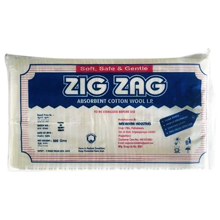 Navjeevan Zig Zag Absorbent Cotton Wool I.P, 500 gm