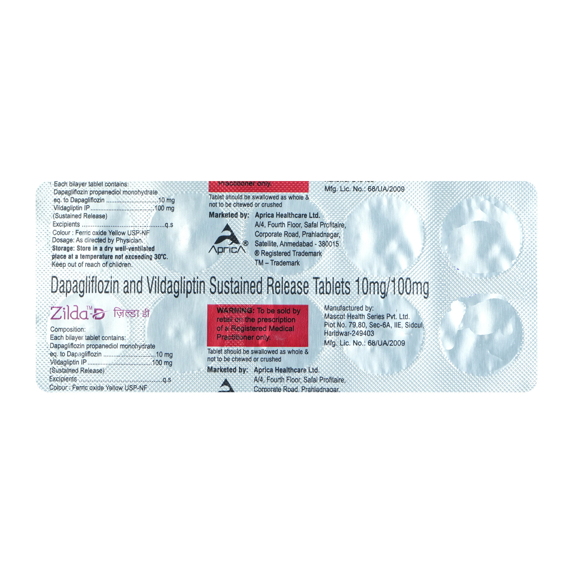 Zilda-D 10 mg/100 mg Tablet 10's, Pack of 10 Zilda-D 10 mg/100 mg Tablet 10's, Pack of 10