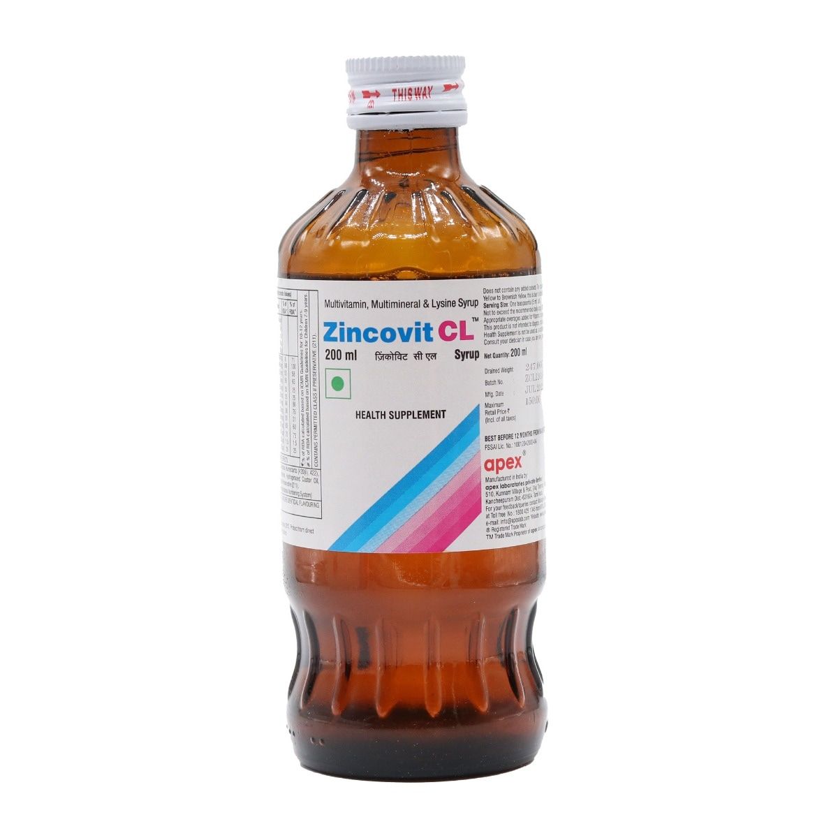 Zincovit CL Syrup 200 ml Price, Uses, Side Effects, Composition