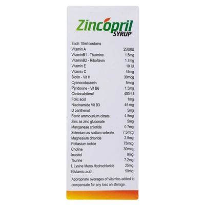 Zincopril Syrup 200 ml, Pack of 1