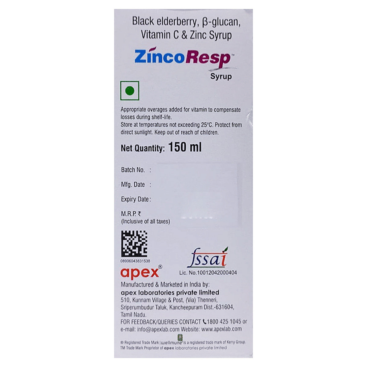 Zincoresp Syrup 150 ml, Pack of 1 Zincoresp Syrup 150 ml, Pack of 1