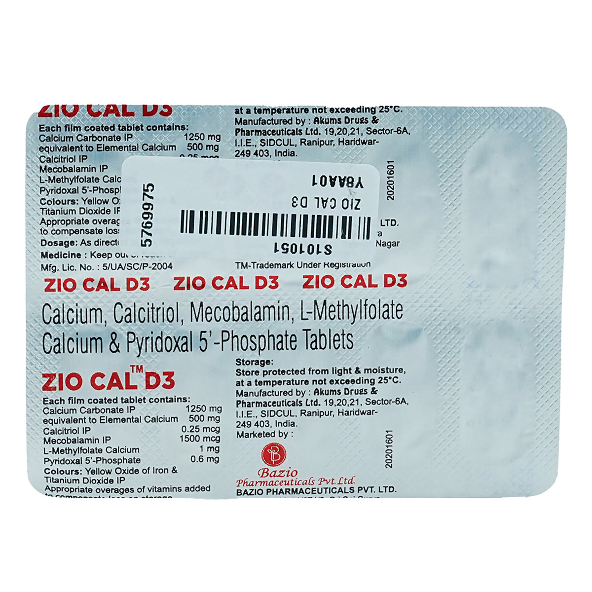 Zio Cal D3 Tablet 10's, Pack of 10 TabletS Zio Cal D3 Tablet 10's, Pack of 10 TabletS