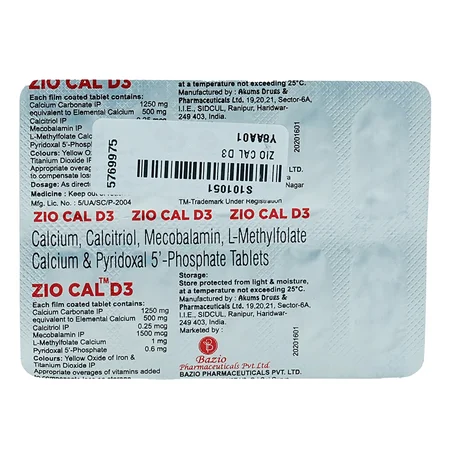 Zio Cal D3 Tablet 10's