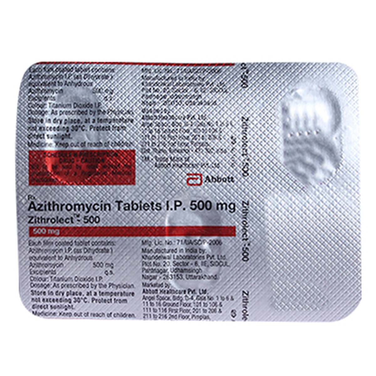 Zithrolect-500 Tablet 3's, Pack of 3 TabletS Zithrolect-500 Tablet 3's, Pack of 3 TabletS