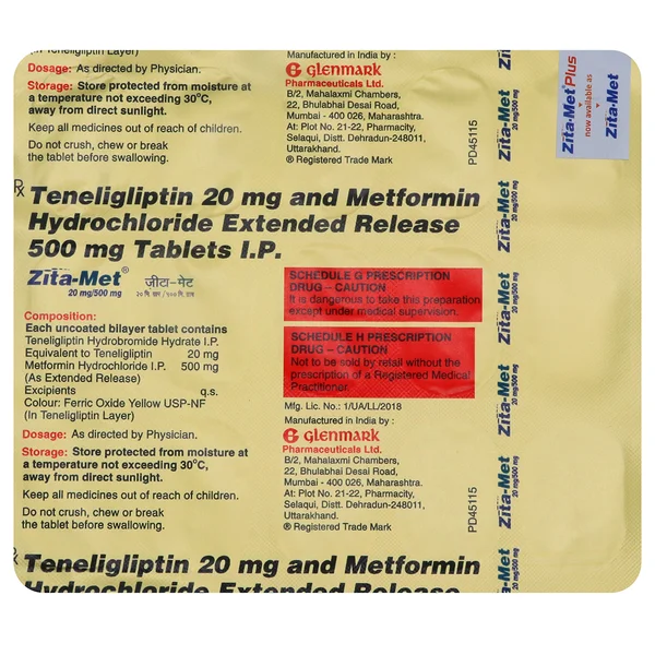 Zita-Met 20 mg/500 mg Tablet 15's