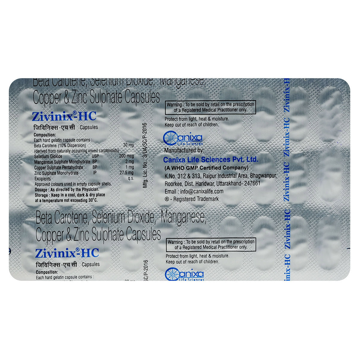 Zivinix-Hc Capsule 30'S, Pack of 30 CapsuleS Zivinix-Hc Capsule 30'S, Pack of 30 CapsuleS