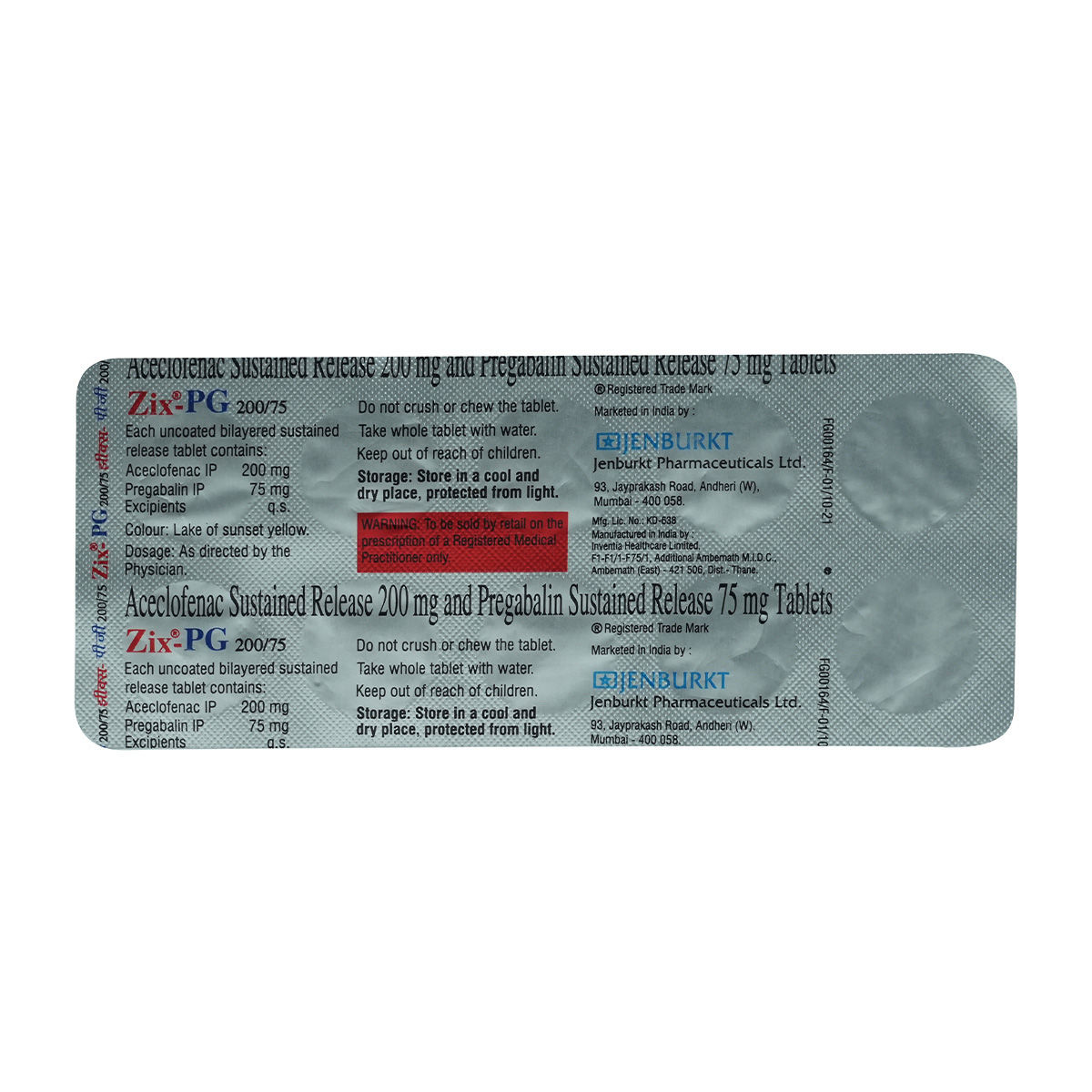 Buy Zix-PG 200 mg/75 mg Tablet 10's Online