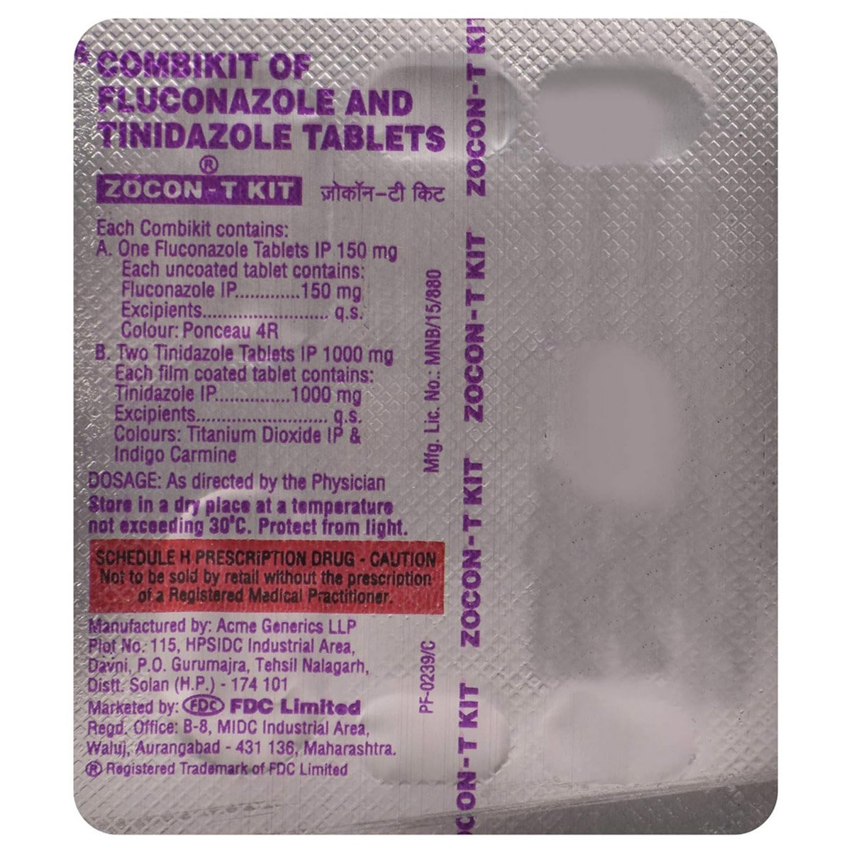 Zocon T Kit Tablet 1's, Pack of 1 TABLET Zocon T Kit Tablet 1's, Pack of 1 TABLET