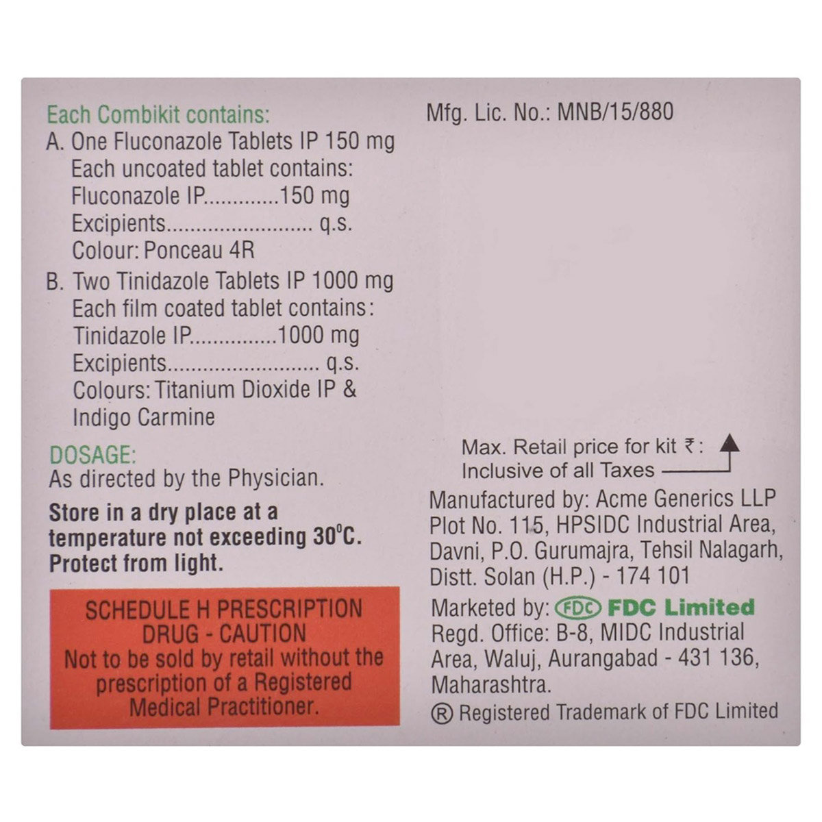 Zocon T Kit Tablet 1's, Pack of 1 TABLET Zocon T Kit Tablet 1's, Pack of 1 TABLET