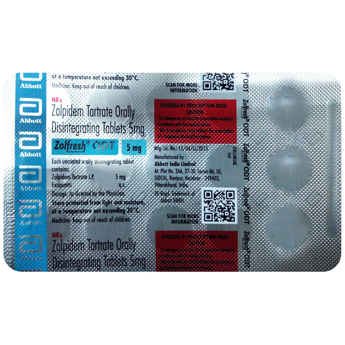 Zolfresh ODT 5 mg Tablet 15's, Pack of 15 TabletS Zolfresh ODT 5 mg Tablet 15's, Pack of 15 TabletS