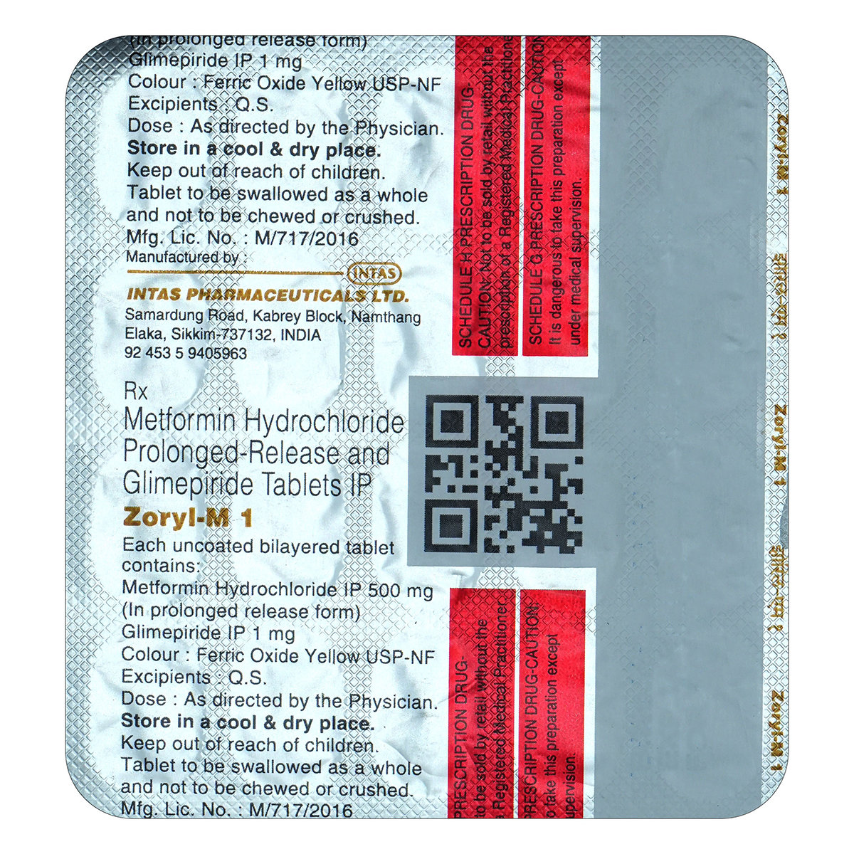 Zoryl-M 1 Tablet 20's, Pack of 20 TABLETS Zoryl-M 1 Tablet 20's, Pack of 20 TABLETS