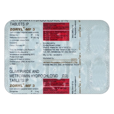 Zoryl MF 3 Tablet 10's, Pack of 10 TABLETS