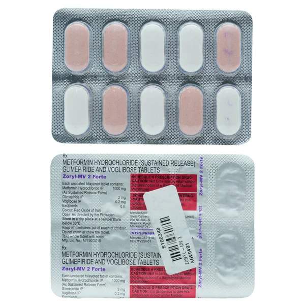 Zoryl-MV 2 Forte Tablet 10's, Pack of 10 TABLETS