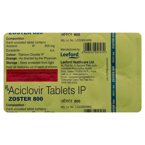 Zoster 800 Tablet 10's, Pack of 10 TABLETS