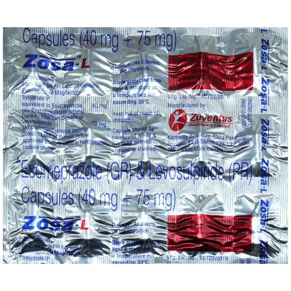 Zosa-L 40 mg/ 75 mg Capsule 15's, Pack of 15 CAPSULES