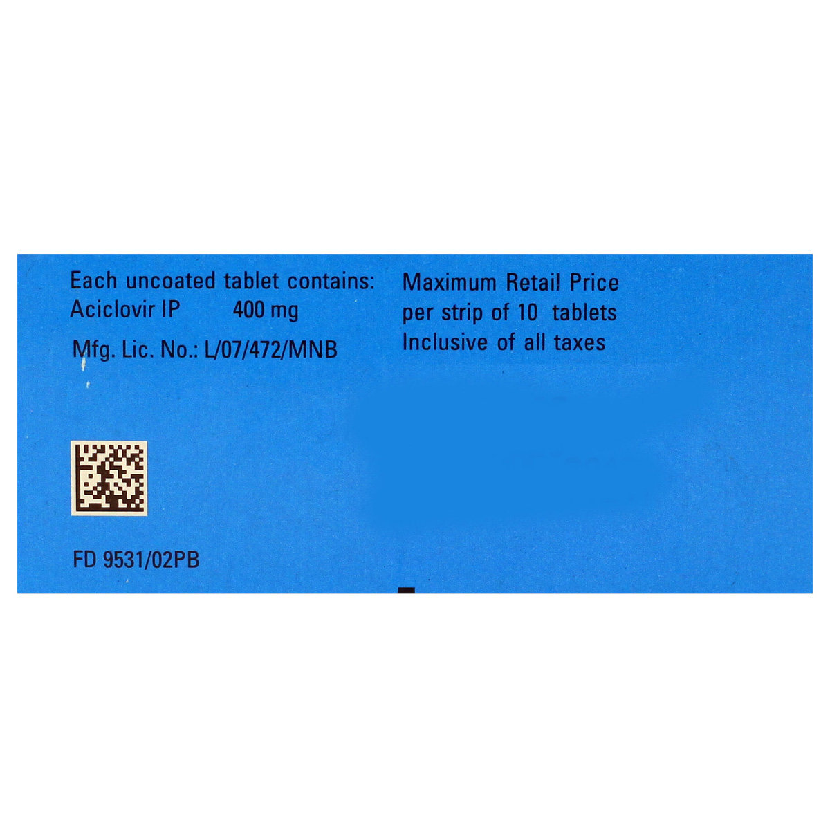 Zovirax 400 Tablet 10's, Pack of 10 TABLETS Zovirax 400 Tablet 10's, Pack of 10 TABLETS