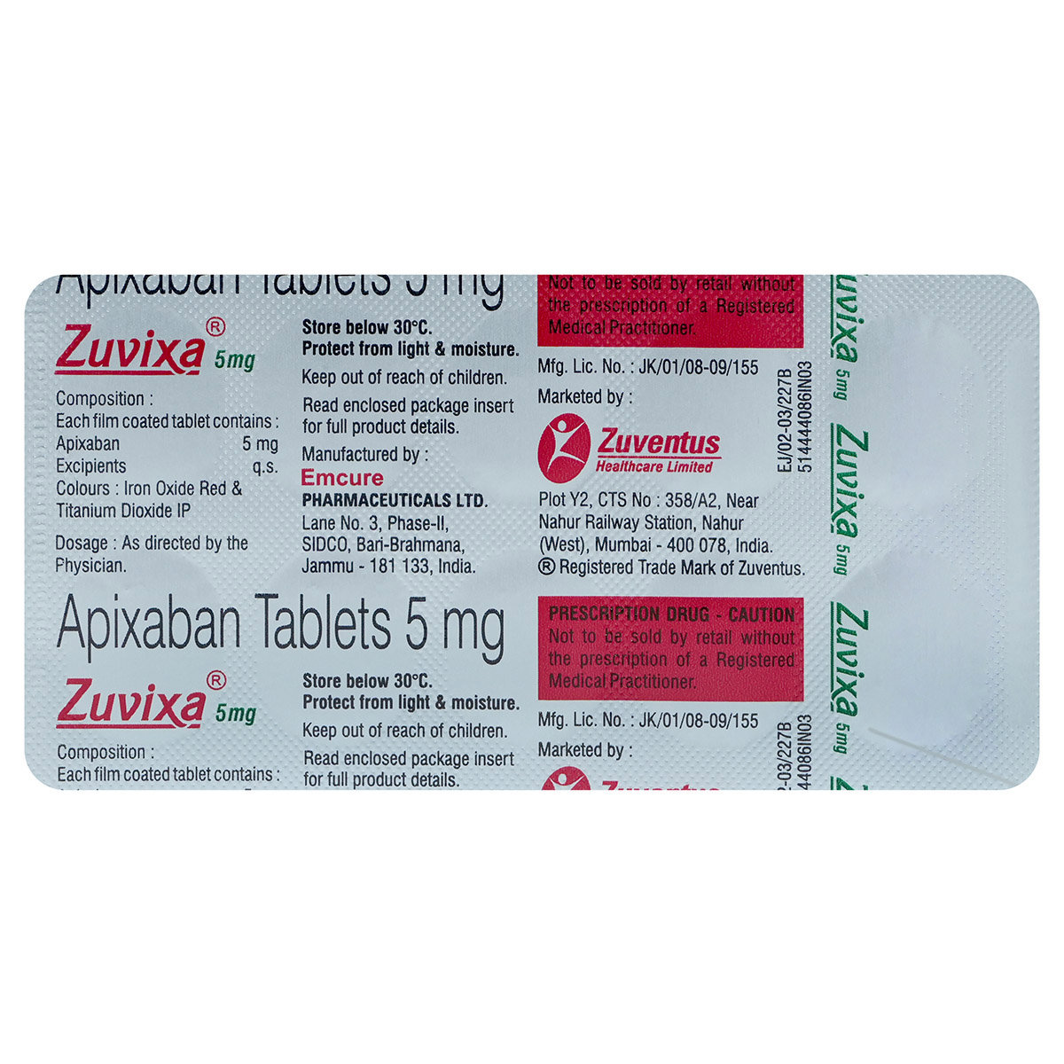 Zuvixa 5 mg Tablet 10's, Pack of 10 TabletS Zuvixa 5 mg Tablet 10's, Pack of 10 TabletS